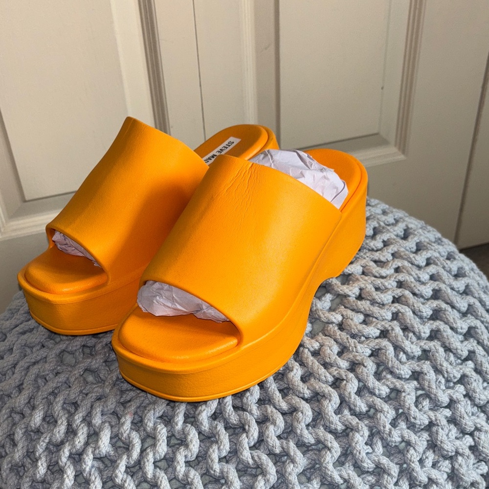 Vibrant Orange Women's Platform Slides